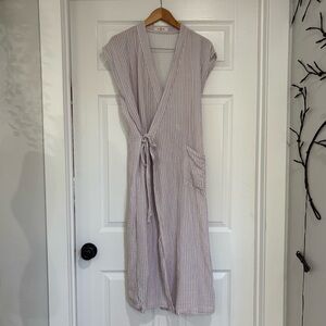 Odd Bird Gauzy Purple Striped Wrap Dress
